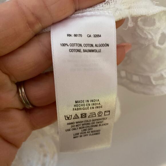 Maeve by Anthropologie Women's size 2 White Janice Embroidered Eyelet Blouse - Picture 10 of 10